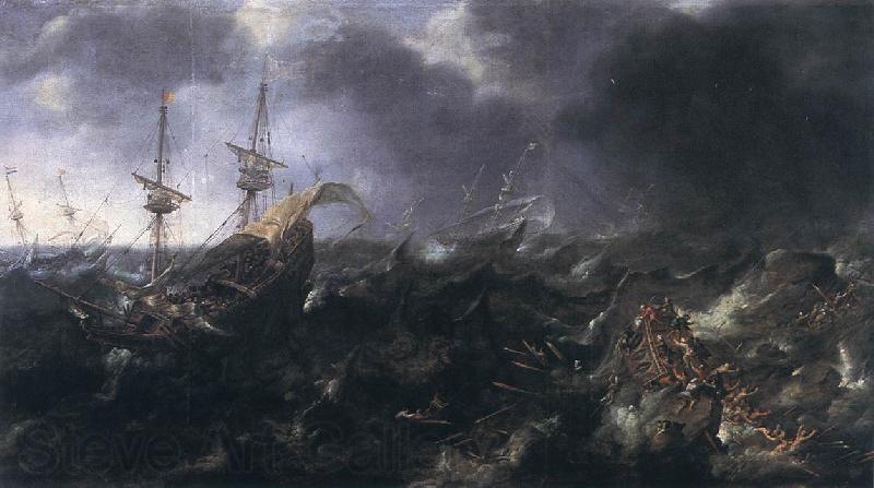 EERTVELT, Andries van Ships in Peril f Germany oil painting art